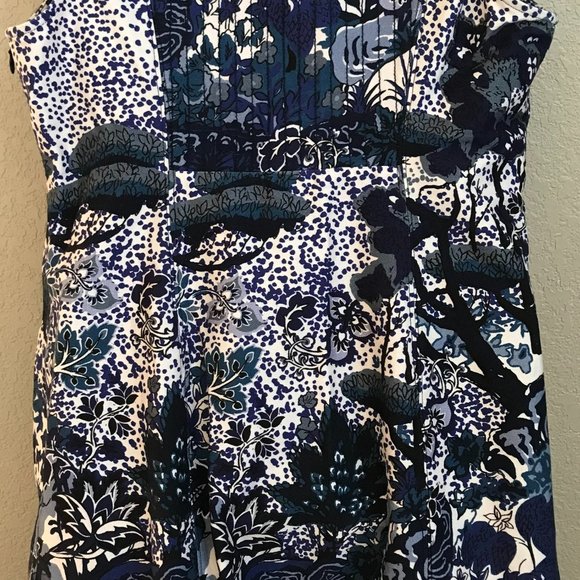 EUC Anthropologie Maeve Blue Floral Sleeveless Knee Length Shift Size 10 - Picture 4 of 16